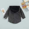GOOCHEER Toddler Kids Baby Boy Girl Denim Jacket Long Sleeve Button Down Hooded Jean Jacket Fall Spring Coat Outerwear (Hooded Black, 3-4T) view 4