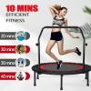 40" Foldable Mini Trampoline for Adults & Kids, Fitness Rebounder with U Shape Adjustable Foam Handle, Indoor Exercise Trampoline, Max Load 330lbs view 2