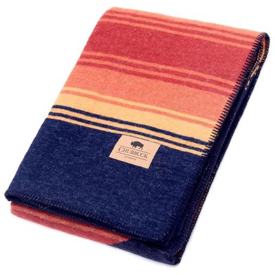 Chubbuck 100% Wool Blanket Camping (60" x 84") - Large Warm Blanket for Camping, Emergency, Outdoor Concerts and Home Use - Reversible, Fire Retardant, Soft and Warm Blankets for Winter (Sunset)