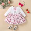 Baby Tulle Printed Valentine's Day Princess Party Toddler Cartoon Girls Heart Flower Outfits for Baby (White, 3 Years) view 2