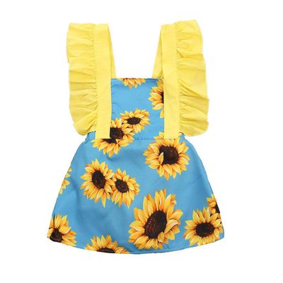 AnFeng Girls Sleeveless Dress Pleated Casual Swing Dresses Loose T-Shirt Dress Tutu Dresses Outfits (Yellow, 18-24 Months)