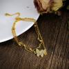 14k Gold Plated Butterfly Cubic Zirconia Dainty Link Anklet Beads Double Layered Bracelets Butterfly Anklet for Women Boho Beach Jewelry Gifts-Gold&Silver view 4