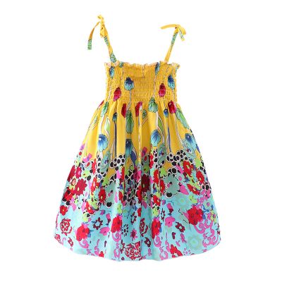 AnFeng Girl's Cute Sleeveless Dress Loose Casual Elastic Waist Dress Casual Party Twirly DressLoose Casual Dress (Yellow, 5 Years)