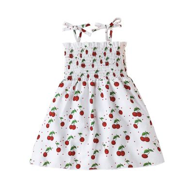 AnFeng Girls Spaghetti Strap Dress Pleated Casual Swing Dresses Summer Holiday Dress Tutu Dresses Outfits (White, 5 Year)