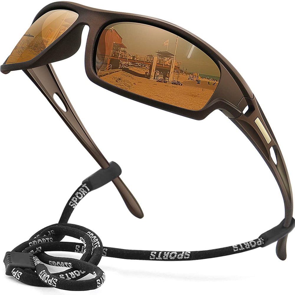 AWGSEE Polarized Sports Sunglasses for Men 100% UV Protection Wrap Around Unbreakable Sun Glasses for Fishing Driving
