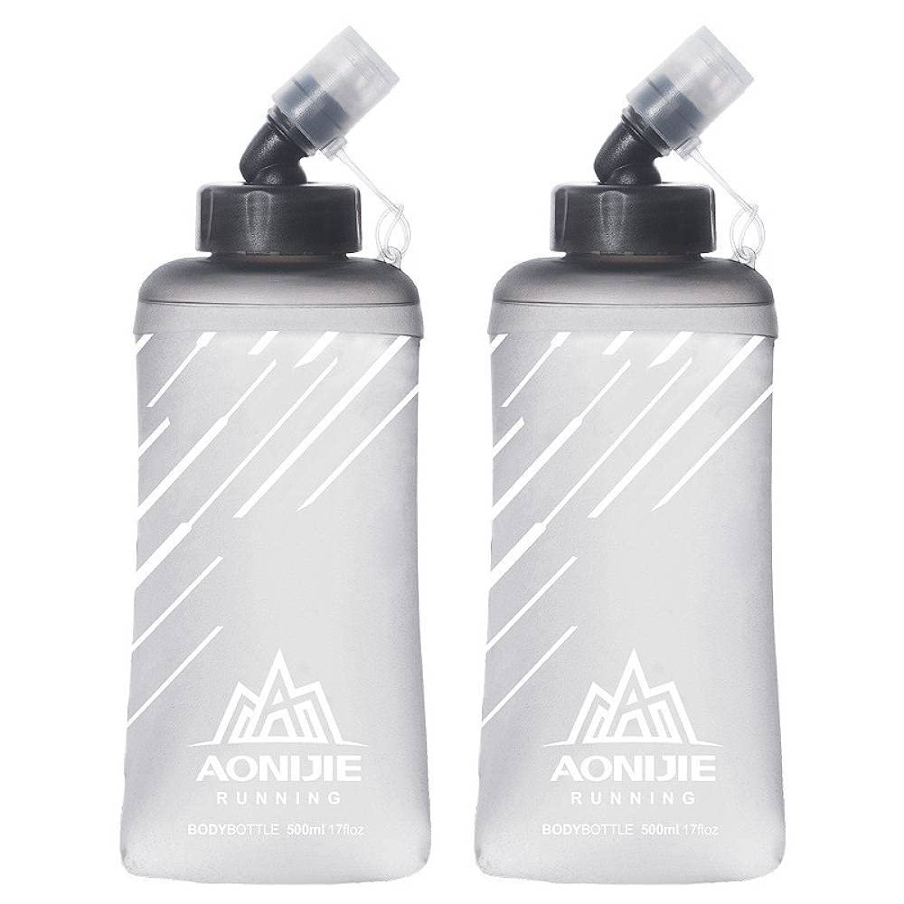 AONIJIE TPU Soft Flask Water Bottle Collapsible Running Flask for Hydration Pack, BPA Free, Wide Opening, for Outdoor Sports Hydration