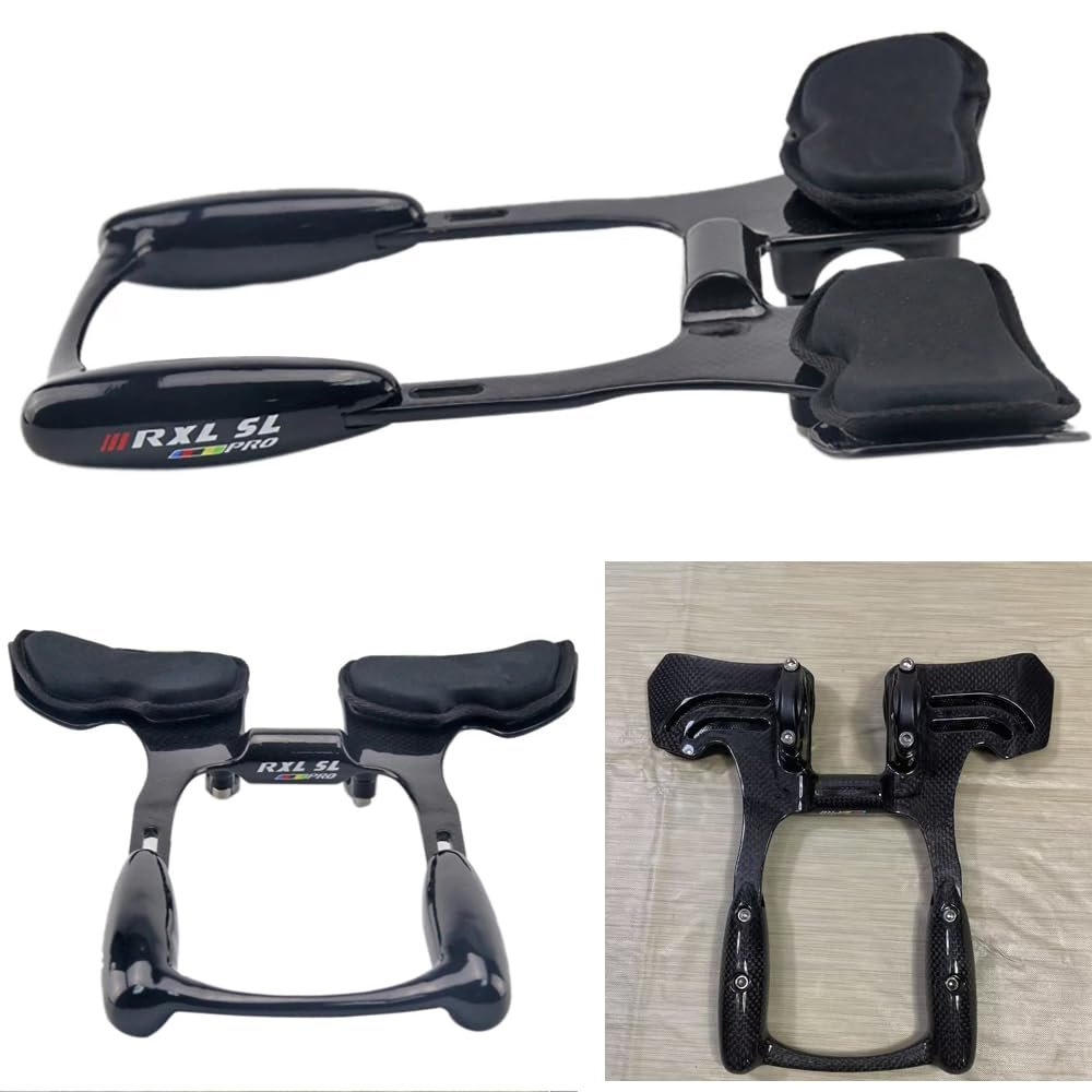 RXL SL Carbon Fiber Triathlon Bicycle Extender 31.8mm Adjustable Triathlon TT Arm Rest Handlebar Aerobars 240-255mm 3K Glossy Carbon Aero Bars Black Bar Ends Aero TT Bar aero Handlebars