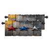 BaoNews Red White Blue Stars Country Kitchen Valances for Windows,Grunge Grey White Wood Blackout Valances Curtains Multilayer Polyester Drapes for Kitchen Bedroom 2 Pack 52X16 Inches view 1