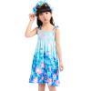 AnFeng Girl's Cute Sleeveless Dress Pleated Waist Loose Casual Dress Summer Floral Printed Dresses Ruffle Skirt (Blue, 5 Years) view 3