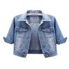 Unilexi Women's 3/4 Sleeve Colored Cropped Denim Jacket Light Wash Short Jean Jacket Trucker Coat(0096-LightBlue-S) view 1