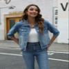 Unilexi Women's 3/4 Sleeve Colored Cropped Denim Jacket Light Wash Short Jean Jacket Trucker Coat(0096-LightBlue-S) view 3