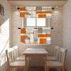 BaoNews Beige Abstract Art Kitchen Valances for Windows,Orange Painting Blackout Valances Curtains Multilayer Polyester Drapes for Kitchen Bedroom 2 Pack 52X16 Inches view 2