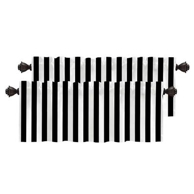 BaoNews Black Modern Simple Striped Kitchen Valances for Windows,Black White Geometric Zebra Blackout Valances Curtains Multilayer Polyester Drapes for Kitchen Bedroom 2 Pack 52X16 Inches