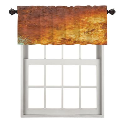 BaoNews Bronze Art Texture Kitchen Valances for Windows,Texture Copper Sheet Marble Orange Blackout Valances Curtains Multilayer Polyester Drapes for Kitchen Bedroom 1 Pack 52X18 Inches