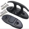 MX Boat Folding Cleats Black Marine Flip Up Dock Cleats Stainless Steel with Back Plate 4PACK view 4