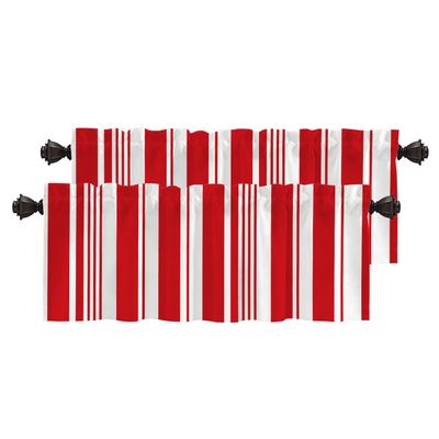 BaoNews Red Christmas Candy Cane Kitchen Valances for Windows,White Christmas Stripes Blackout Valances Curtains Multilayer Polyester Drapes for Kitchen Bedroom 2 Pack 52X16 Inches