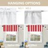 BaoNews Red Christmas Candy Cane Kitchen Valances for Windows,White Christmas Stripes Blackout Valances Curtains Multilayer Polyester Drapes for Kitchen Bedroom 2 Pack 52X16 Inches view 4