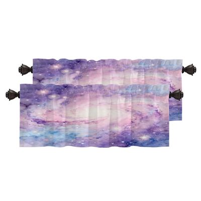 BaoNews Pink Purple Abstract Galaxy Kitchen Valances for Windows,Tie Dye Starry Sky Hotpink Art Blackout Valances Curtains Multilayer Polyester Drapes for Kitchen Bedroom 2 Pack 52X16 Inches