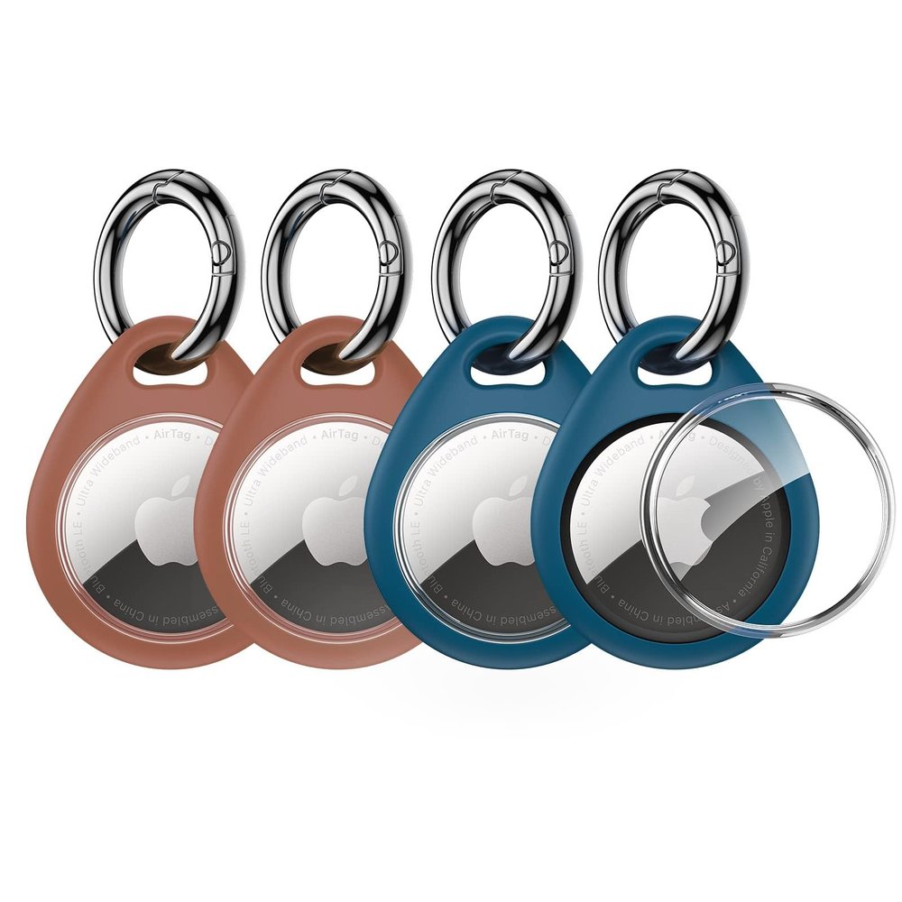 UNBREAKcable AirTag Holder for Apple - 4 Pack Air Tag Case with Keychain