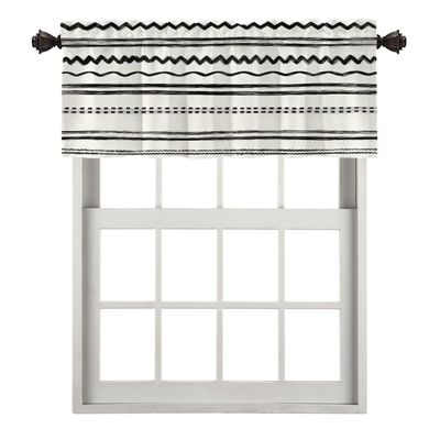 BaoNews Tile Stripe Kitchen Valances for Windows,Abstract Vintage Noisy Textured Geometric Blackout Valances Curtains Multilayer Polyester Drapes for Kitchen Bedroom 1 Pack 52X18 Inches