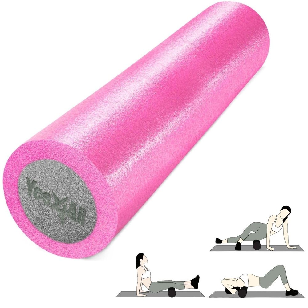 Yes4All Medium Firm PE Foam Rollers for Yoga & Pilates, Available in 12, 18, 24, 36 inch, Two-Layer PE Yoga Roller for Massage