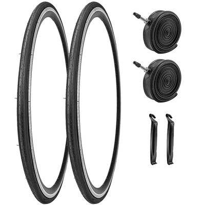 2 Pack 700x23C/25C/28C/35C/38C Bike Tires Plus Bike Inner Tubes Presta Valve 48mm or Schrader Valve 48mm Foldable Replacement Tires for Road Bicycle (700 X 23C 30TPI)