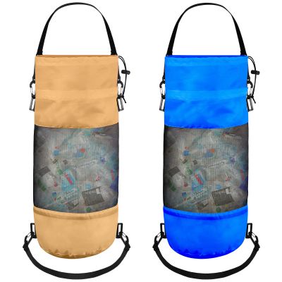 Gersoniel 2 Packs Portable Boat Accessories Mesh Trash Bags Trash Can Garbage Container for Boat Kayak Camper Fishing Cabin Storage Men Women Adults(Khaki, Blue)
