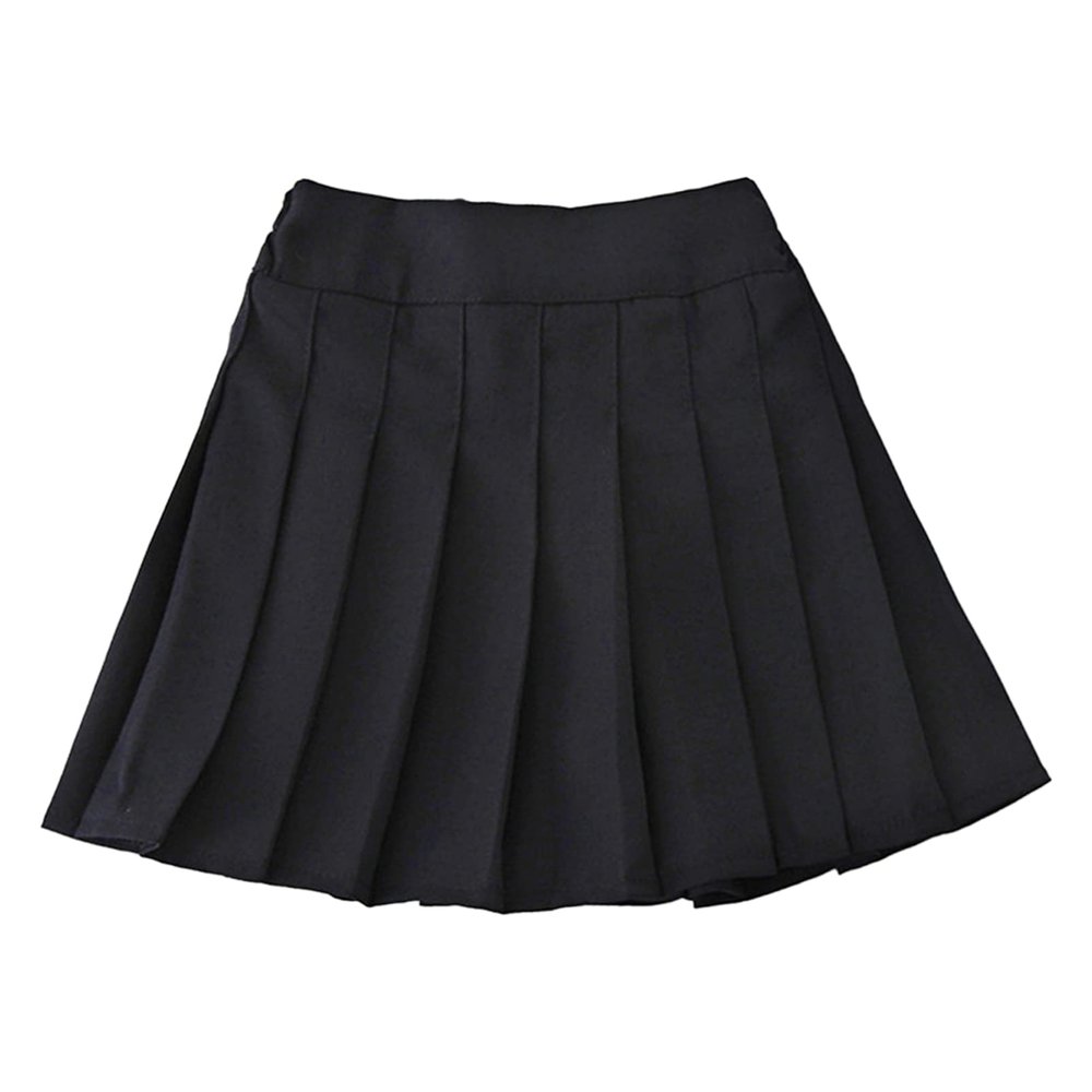 Aislor Girl's Pleated Skirt School Uniform A-line Mini Skirts Skater Scooters Tennis Skirts Skorts with Safety Shorts Black 10-11 Years