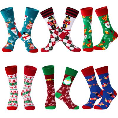 BIRCEN Mens Funny Socks Christmas Socks for Men Women Colorful Fun Novelty Crew Patterned Socks 6 Pairs US 7-13
