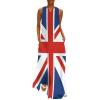 Union Jack UK Flag Ankle Long Maxi Dress for Women Sleeveless Summer with Pockets view 1