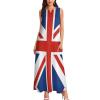 Union Jack UK Flag Ankle Long Maxi Dress for Women Sleeveless Summer with Pockets view 2