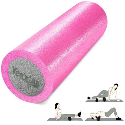 Yes4All Medium Firm PE Foam Rollers for Yoga & Pilates, Available in 12, 18, 24, 36 inch, Two-Layer PE Yoga Roller for Massage