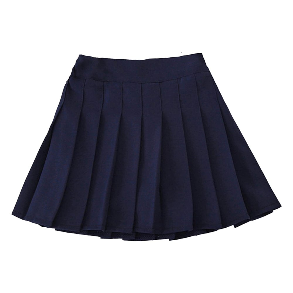 Aislor Girl's Pleated Skirt School Uniform A-line Mini Skirts Skater Scooters Tennis Skirts Skorts with Safety Shorts Navy Blue 6-7 Years