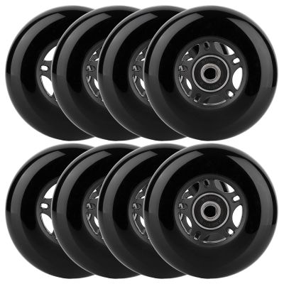 WHEELCOME Inline Skate Wheels Outdoor & Indoor Blade Roller Skate Wheels 85a Roller Hockey Wheels w/Bearings ABEC-9 for Scooter Luggage Repair, 64mm 70mm 72mm 76mm 80mm Dia, 8-Pack (Black, 64mm)