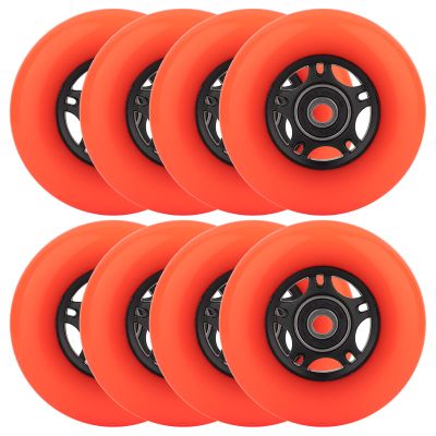 WHEELCOME Inline Skate Wheels Outdoor & Indoor Blade Roller Skate Wheels 85a Roller Hockey Wheels w/Bearings ABEC-9 for Scooter Luggage Repair, 64mm 70mm 72mm 76mm 80mm Dia, 8-Pack (Orange, 70mm)