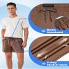 maamgic Men's 5 inch Inseam Shorts Pull-On Relaxed Fit Comfort Stretch Short Shorts with Pocket Washed Brown Small view 4