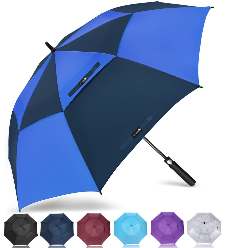 ZOMAKE Golf Umbrella Windproof, Extra Large Oversized Heavy Duty Double Canopy for Rain, Sports Games & Push Cart(68inch,Dark Blue,Navy Blue)