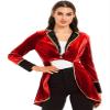 Huimingda Womens Velvet Circus Ringmaster Show Lapel Blazers Jacket Adults Showman Tailcoat Costume Red X-Large view 1