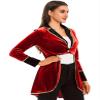 Huimingda Womens Velvet Circus Ringmaster Show Lapel Blazers Jacket Adults Showman Tailcoat Costume Red X-Large view 3