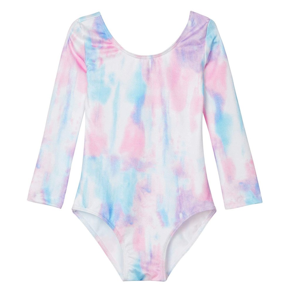 Domusgo Girls Gymnastics Leotards Long Sleeve Size 10-12 Years Old Scrawl Multicolor Sparkle Tumbling Dance Outfits