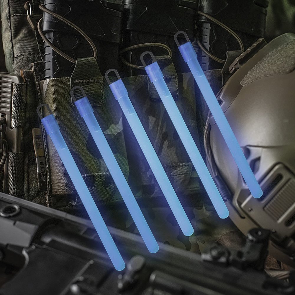 M-Tac 6 Emergency Glow Sticks  12Hour Chem Light Sticks for Camping, Tactical, Safety, Marine & Survival Kits - 5 Pack (Blue)
