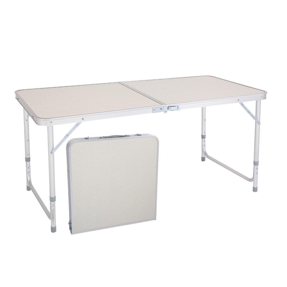 VERYKE Aluminum Alloy Folding Table Portable Camping Table Height Adjustable Craft Utility Table Portable Desk with Suitcase for Outdoor Camp Traveling Beach 47.24 x 23.62 x 21.65-27.56"White