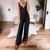 Women Summer Casual Set Two Piece Outfit Sweatsuit Tank Scoop Neck Ribbed Knit Sleeveless Pant Suits for Woman Black view 4