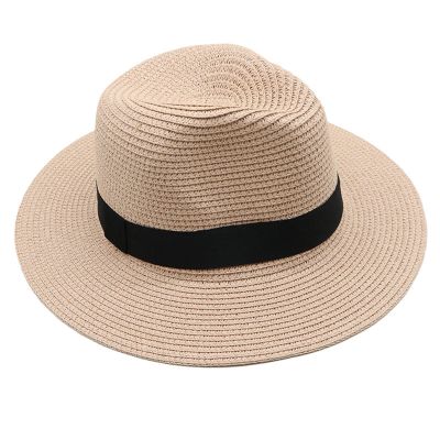 ANMUR Classic Panama Hats for Women & Men Wide Brim Straw Beach Hat Unisex Summer Fedora Packable Sun Cap Gifts (Color : Pink, Size : One Size)