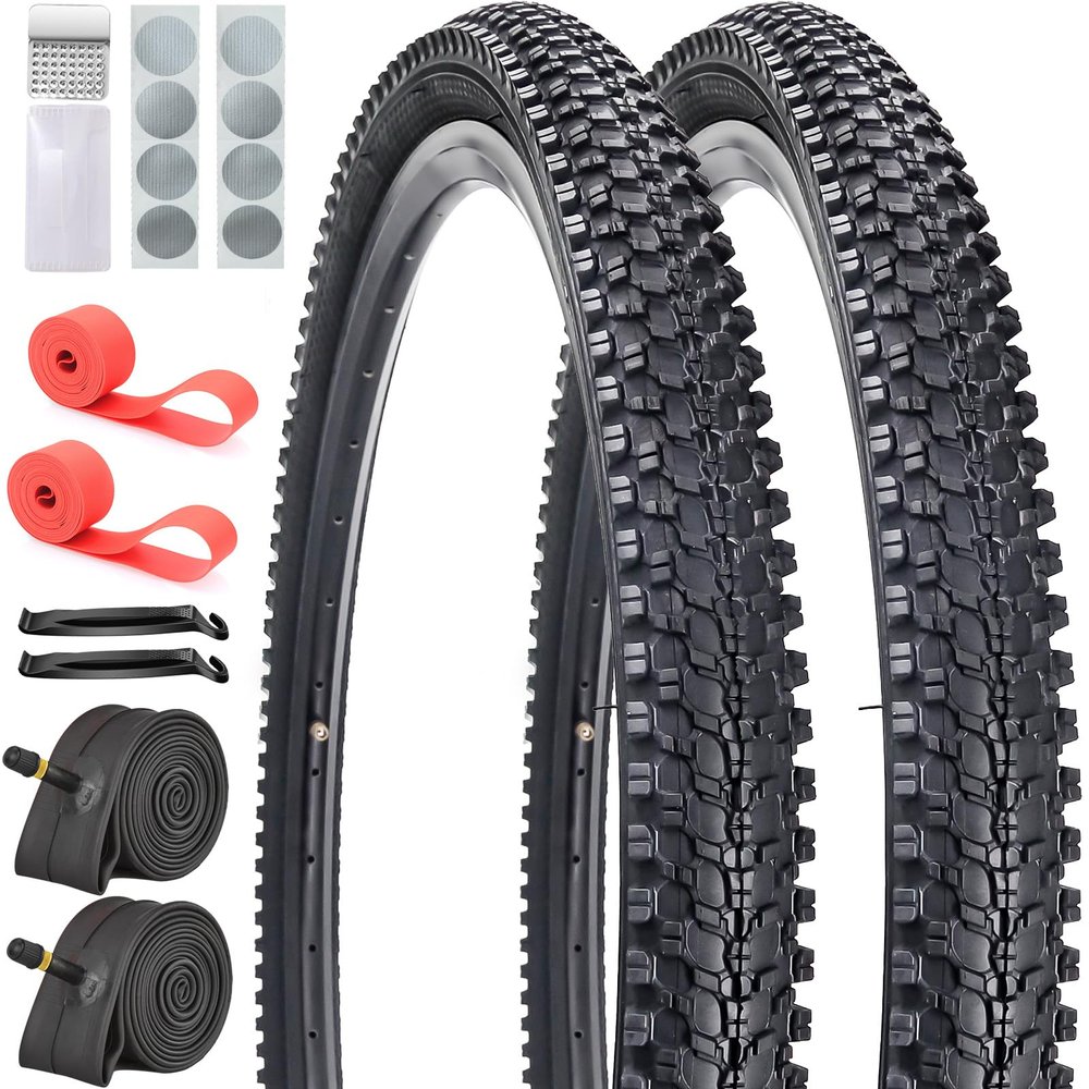 SIMEIQI 2 Pack Bike Tires and Tubes 26"x1.95" Mountain Replacement Bicycle Tyres with 2 Rim Strips Glueless Patches Kit for Commuter Hybrid Bicycle