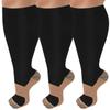 CTHH 3 Pack Wide Calf Copper Compression Socks for Women & Men, Plus Size Knee High Stockings for Circulation Support, Copper Black, 2XL view 1