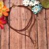 COLORFUL BLING Boho Black Brown Suede Choker Necklace Long Layered Feather Necklaces Birthday Gifts Summer Vacation Jewelry for Women Teen-A view 3
