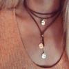COLORFUL BLING Boho Black Brown Suede Choker Necklace Long Layered Feather Necklaces Birthday Gifts Summer Vacation Jewelry for Women Teen-A view 4