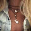 COLORFUL BLING Boho Black Brown Suede Choker Necklace Long Layered Feather Necklaces Birthday Gifts Summer Vacation Jewelry for Women Teen-B view 3