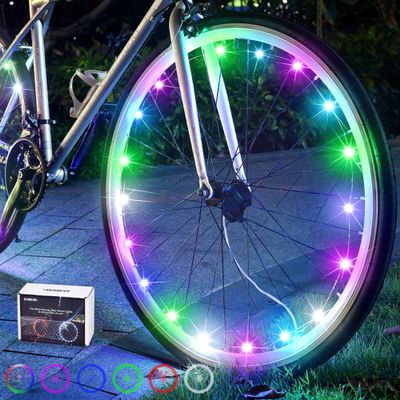 DAWAY A01 LED Bike Wheel Light (1 Tire, Colorful) - Bright Bicycle Spoke Lights, 2 Modes, Waterproof Safety Bike Tire Light for Kids & Adults, Fun Night Riding Accessory, Batteries Included